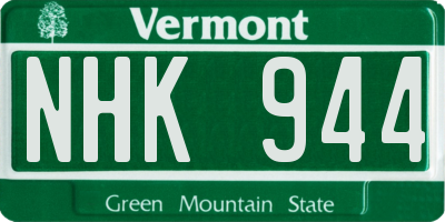 VT license plate NHK944