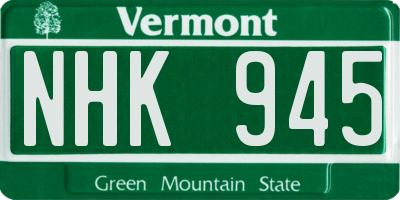 VT license plate NHK945