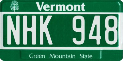 VT license plate NHK948