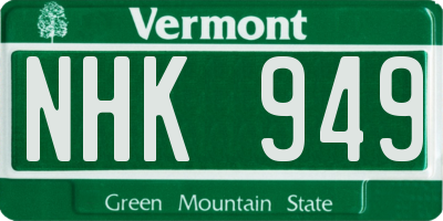 VT license plate NHK949