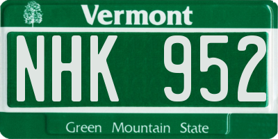 VT license plate NHK952