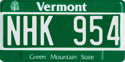 VT license plate NHK954