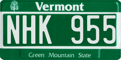 VT license plate NHK955