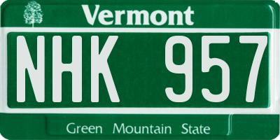 VT license plate NHK957