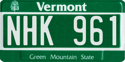 VT license plate NHK961