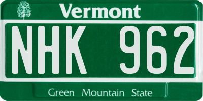 VT license plate NHK962