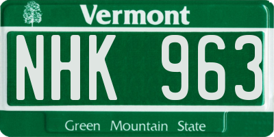 VT license plate NHK963