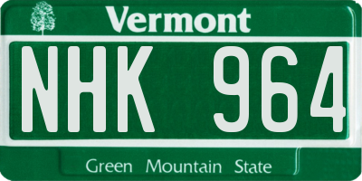 VT license plate NHK964