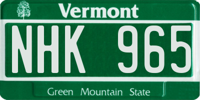 VT license plate NHK965