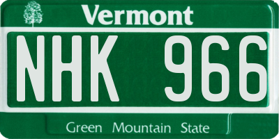 VT license plate NHK966