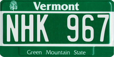 VT license plate NHK967