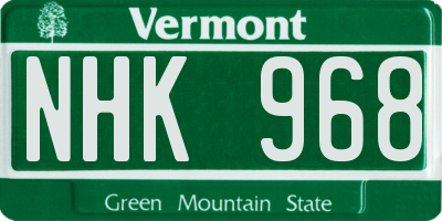 VT license plate NHK968