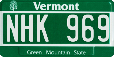 VT license plate NHK969