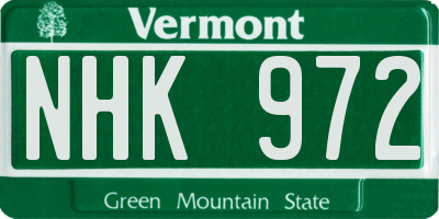 VT license plate NHK972