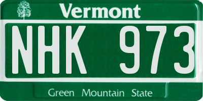 VT license plate NHK973