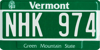 VT license plate NHK974