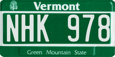 VT license plate NHK978