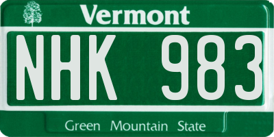 VT license plate NHK983