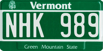 VT license plate NHK989