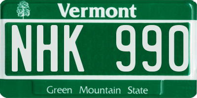 VT license plate NHK990