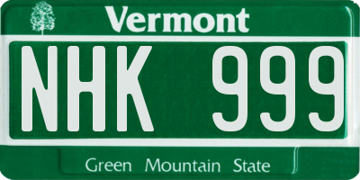VT license plate NHK999