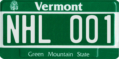 VT license plate NHL001