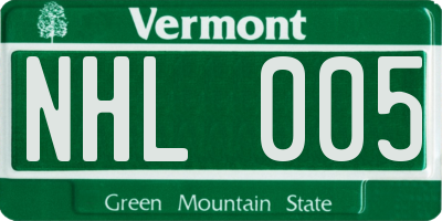 VT license plate NHL005