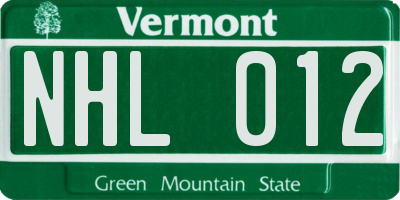 VT license plate NHL012