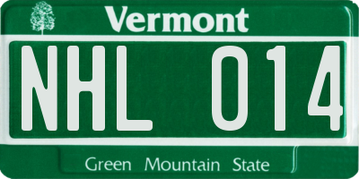 VT license plate NHL014