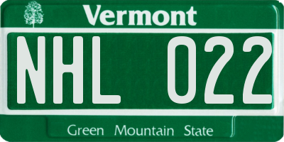 VT license plate NHL022