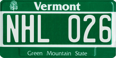 VT license plate NHL026