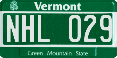 VT license plate NHL029