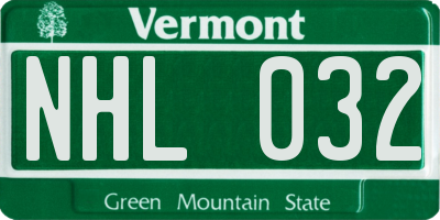 VT license plate NHL032