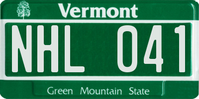 VT license plate NHL041