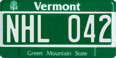 VT license plate NHL042