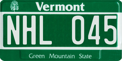 VT license plate NHL045
