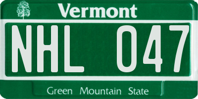 VT license plate NHL047