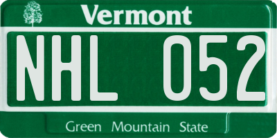 VT license plate NHL052