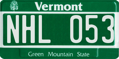 VT license plate NHL053