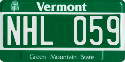 VT license plate NHL059