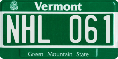 VT license plate NHL061