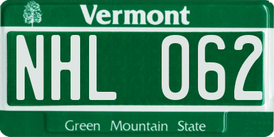 VT license plate NHL062