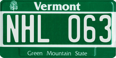 VT license plate NHL063