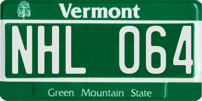 VT license plate NHL064