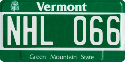 VT license plate NHL066