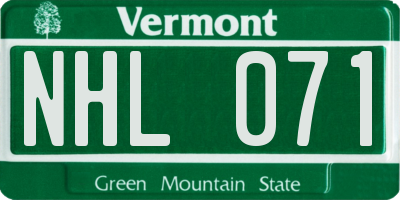 VT license plate NHL071