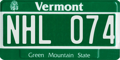 VT license plate NHL074