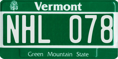VT license plate NHL078