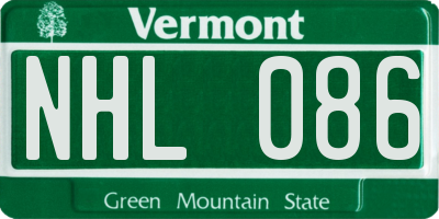 VT license plate NHL086