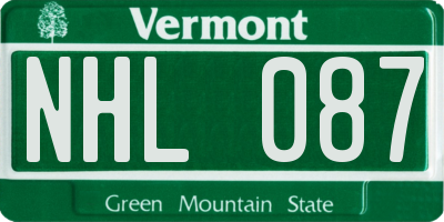 VT license plate NHL087